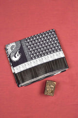 Black With White  Kotha Cotton Digital Swan Frames Fancy Saree