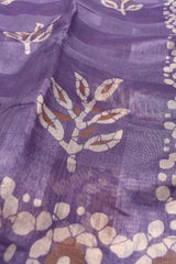 Violet Printed Cotton Self Check Floral Design Printed Blouse Saree