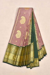 Pastel Mauve Semi Silk Paisely Butta Traditional Border Saree