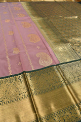 Pastel Mauve Semi Silk Paisely Butta Traditional Border Saree