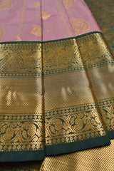 Pastel Mauve Semi Silk Paisely Butta Traditional Border Saree