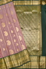 Pastel Mauve Semi Silk Paisely Butta Traditional Border Saree