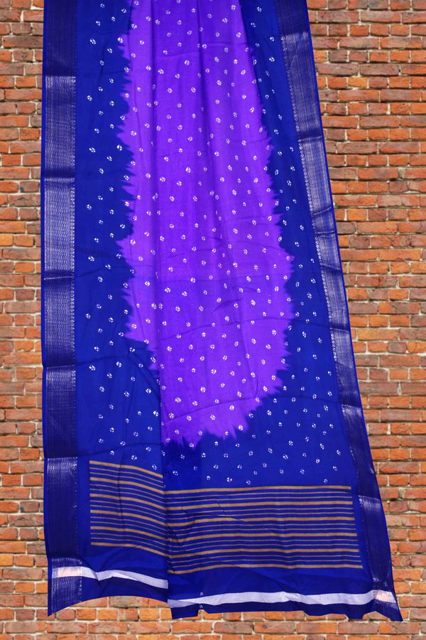 Violet Semi Dola Bndhini Style Printed Dobby Border Saree