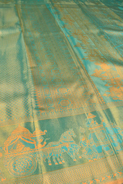 Green Semi Silk All Over Jacquard Royal Charriot Border Tissue Saree