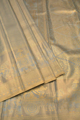 Grey With Gold Semi Silk Royal Charriot Border Tissue Saree