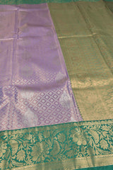 Light Violet With Silver Semi Silk Fancy Jacquard Contrast Green Border Tissue Saree