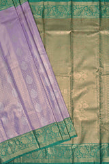 Light Violet With Silver Semi Silk Fancy Jacquard Contrast Green Border Tissue Saree