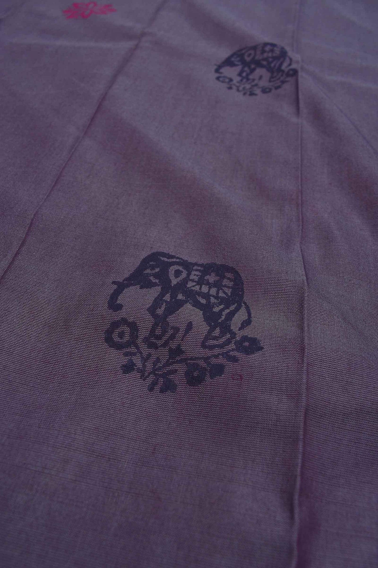 Dark Grey Jaipur Handblock Elephant Printed Chettinad Cotton Saree