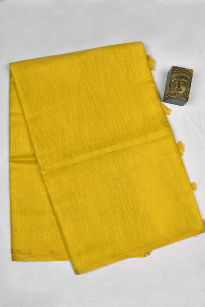 Golden Yellow Linen Tissue Contrast Pallu Saree