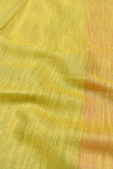 Golden Yellow Linen Tissue Contrast Pallu Saree