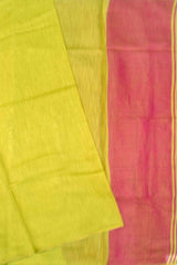 Golden Yellow Linen Tissue Contrast Pallu Saree