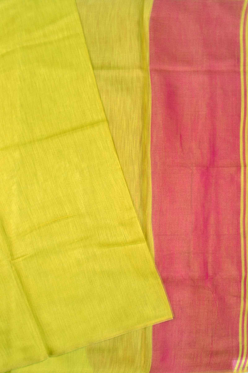 Golden Yellow Linen Tissue Contrast Pallu Saree