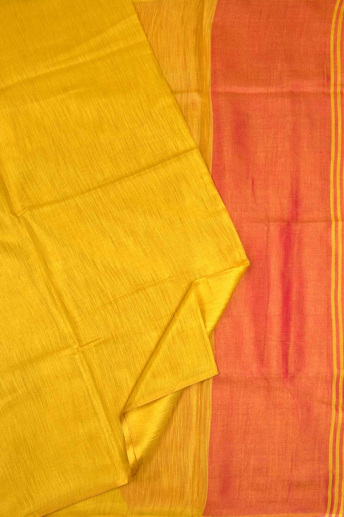 Golden Yellow Linen Tissue Contrast Pallu Saree