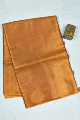 Golden Brown Linen Tissue TreeButta Border Saree