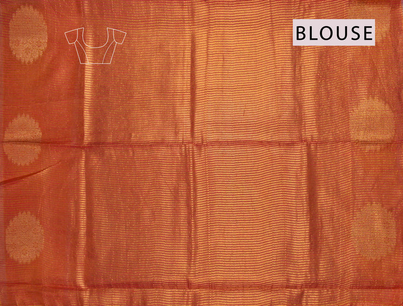 Golden Pink Linen Tissue Tree Butta Border Saree