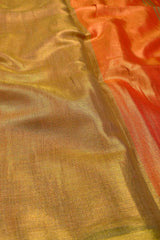 Golden Brown Linen Tissue Contrast Pallu Saree