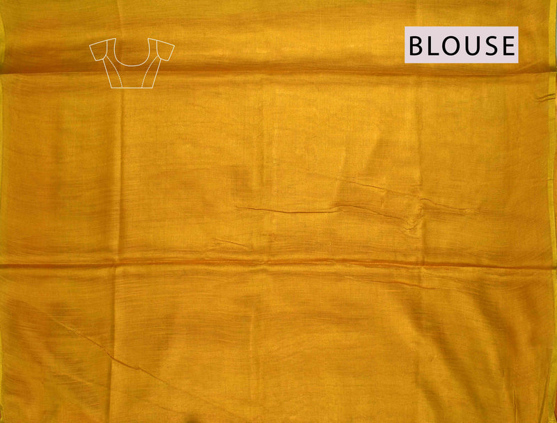 Golden Red Linen Tissue Contrast Pallu Saree