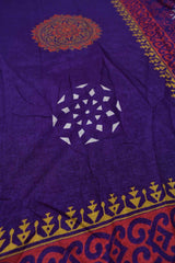 Dark Violet Semi Dola Mandala Style Butta Print Kaatha Border Saree