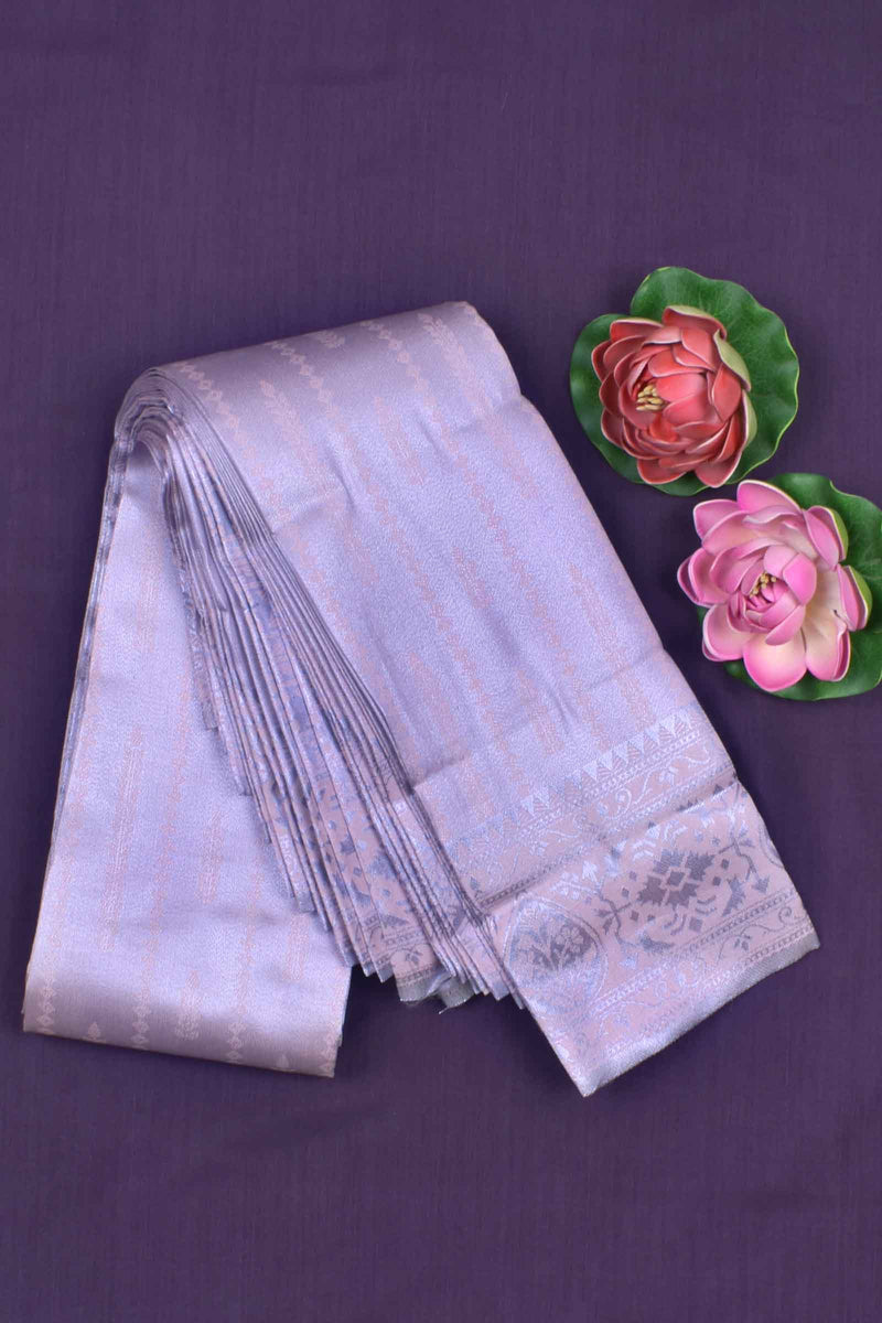 Light Violet With Peach Semi Silk Parallel Chain Tissue Design Saree