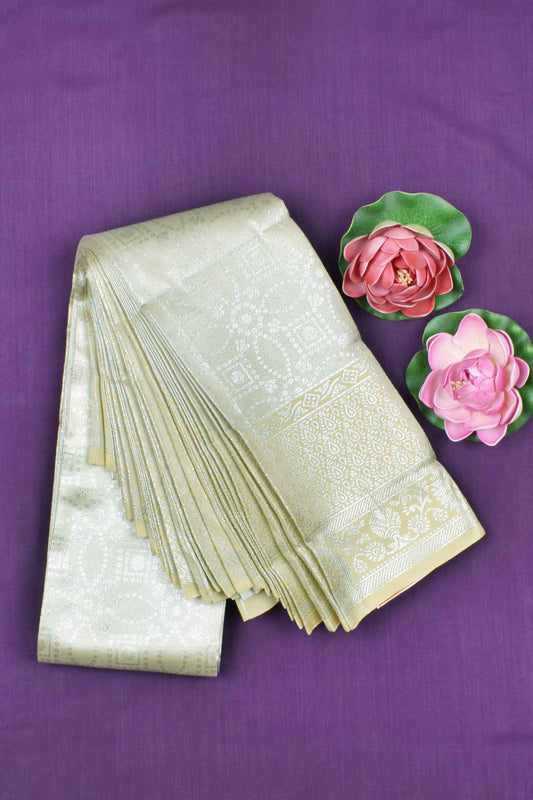 Tissue Green With Silver Semi Silk Fancy Design Saree