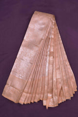 Peach With Silver Semi Silk Fancy Design Tissue Saree