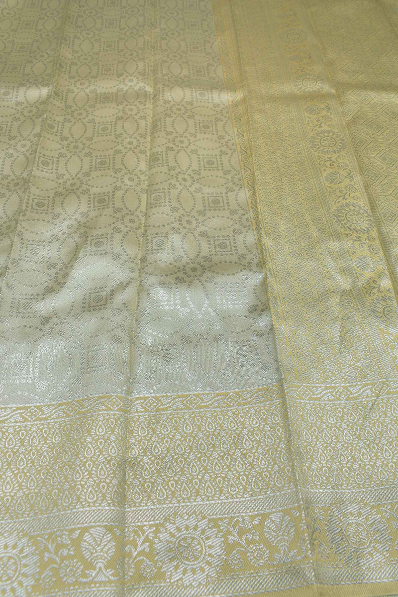 Tissue Green With Silver Semi Silk Fancy Design Saree