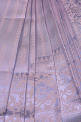 Light Violet With Peach Semi Silk Parallel Chain Tissue Design Saree