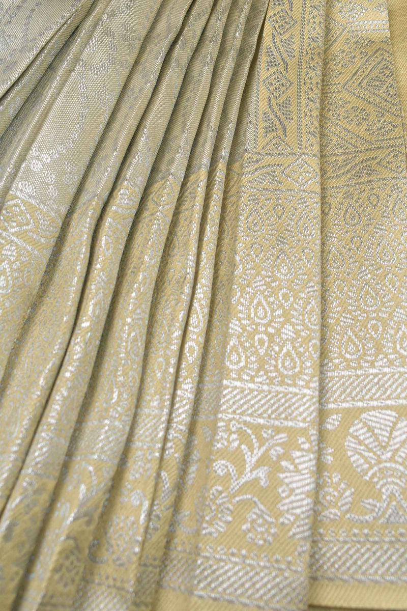 Tissue Green With Silver Semi Silk Fancy Design Saree