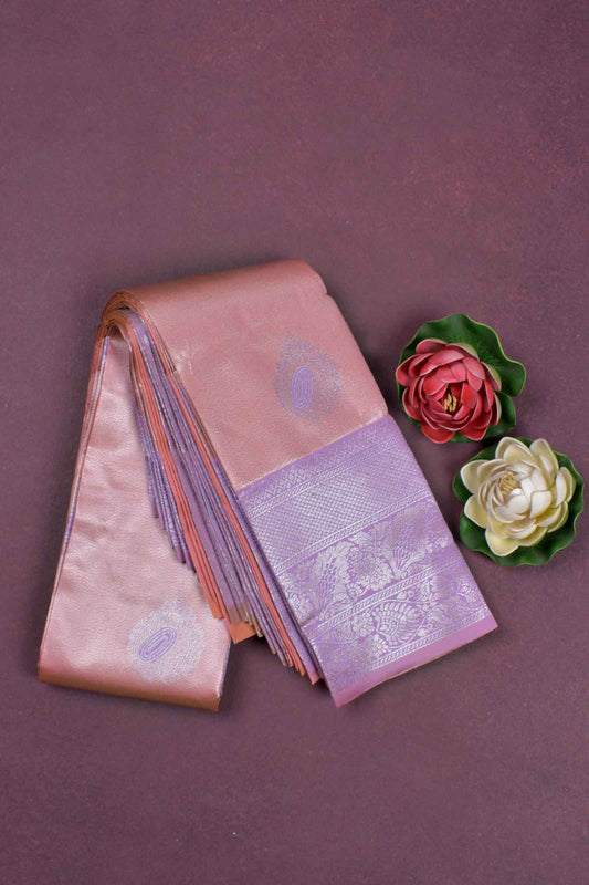 Cherry blossom Pink Semi Silk Fancy  Butta Contrast Pallu Blouse Saree