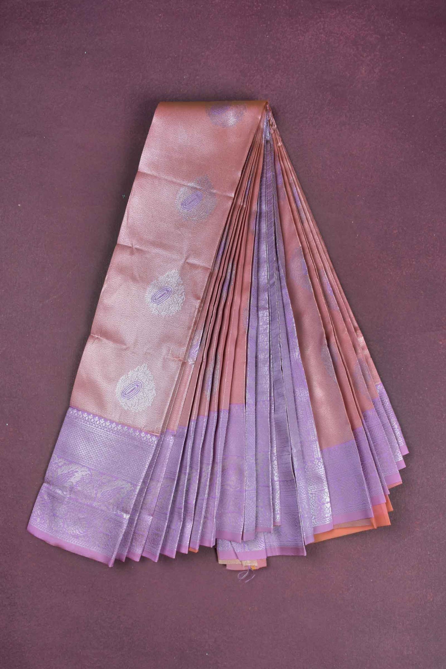 Cherry blossom Pink Semi Silk Fancy  Butta Contrast Pallu Blouse Saree