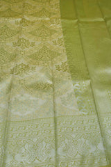 Moss Green With Silver Semi Silk Fancy Tissue Design Saree