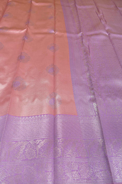 Cherry blossom Pink Semi Silk Fancy  Butta Contrast Pallu Blouse Saree