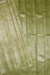 Moss Green With Silver Semi Silk Fancy Tissue Design Saree