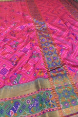 Hot Pink Sana Silk Fancy Patola Zari Border Fancy Saree