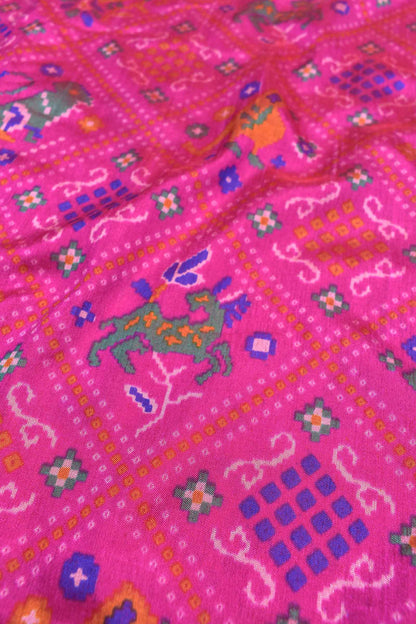 Hot Pink Sana Silk Fancy Patola Zari Border Fancy Saree