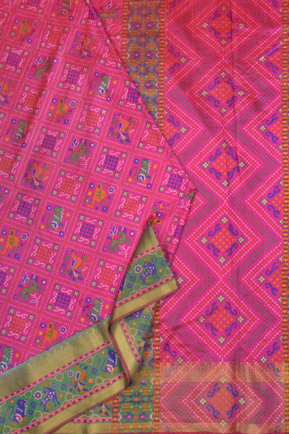 Hot Pink Sana Silk Fancy Patola Zari Border Fancy Saree