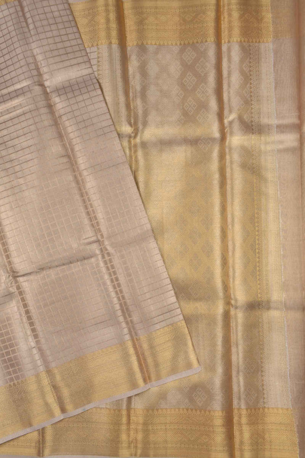 Golden Tissue Mini Checks Fancy Sandal Border Saree