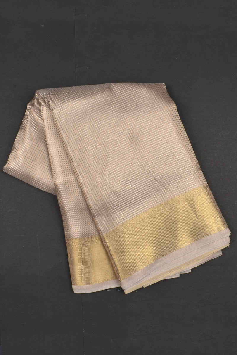 Golden Tissue Little Checks Fancy Zari Border Saree