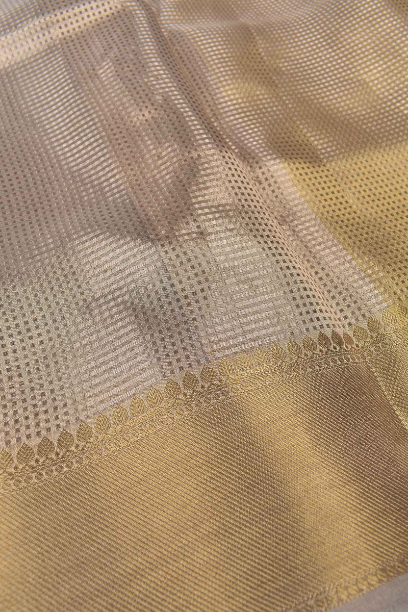 Golden Tissue Little Checks Fancy Zari Border Saree