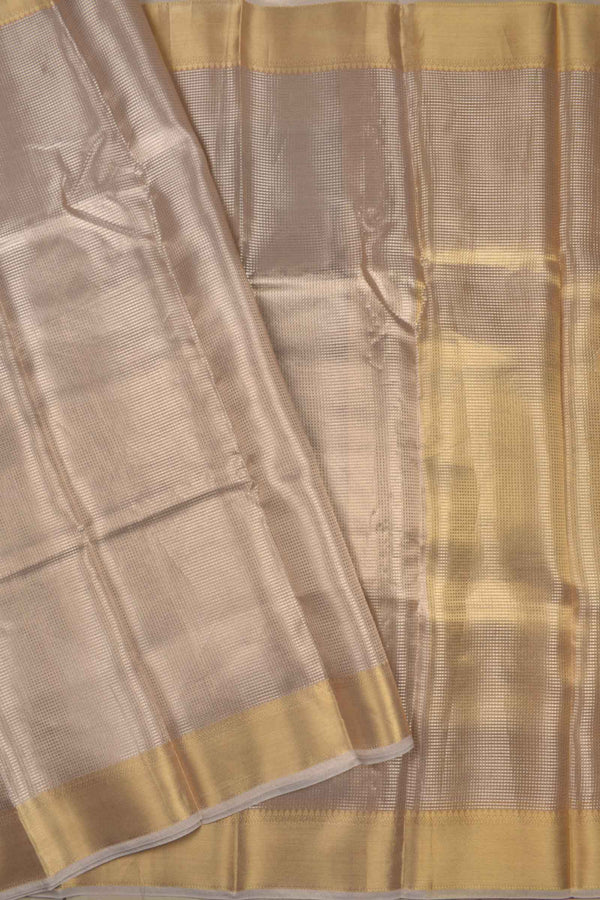 Golden Tissue Little Checks Fancy Zari Border Saree