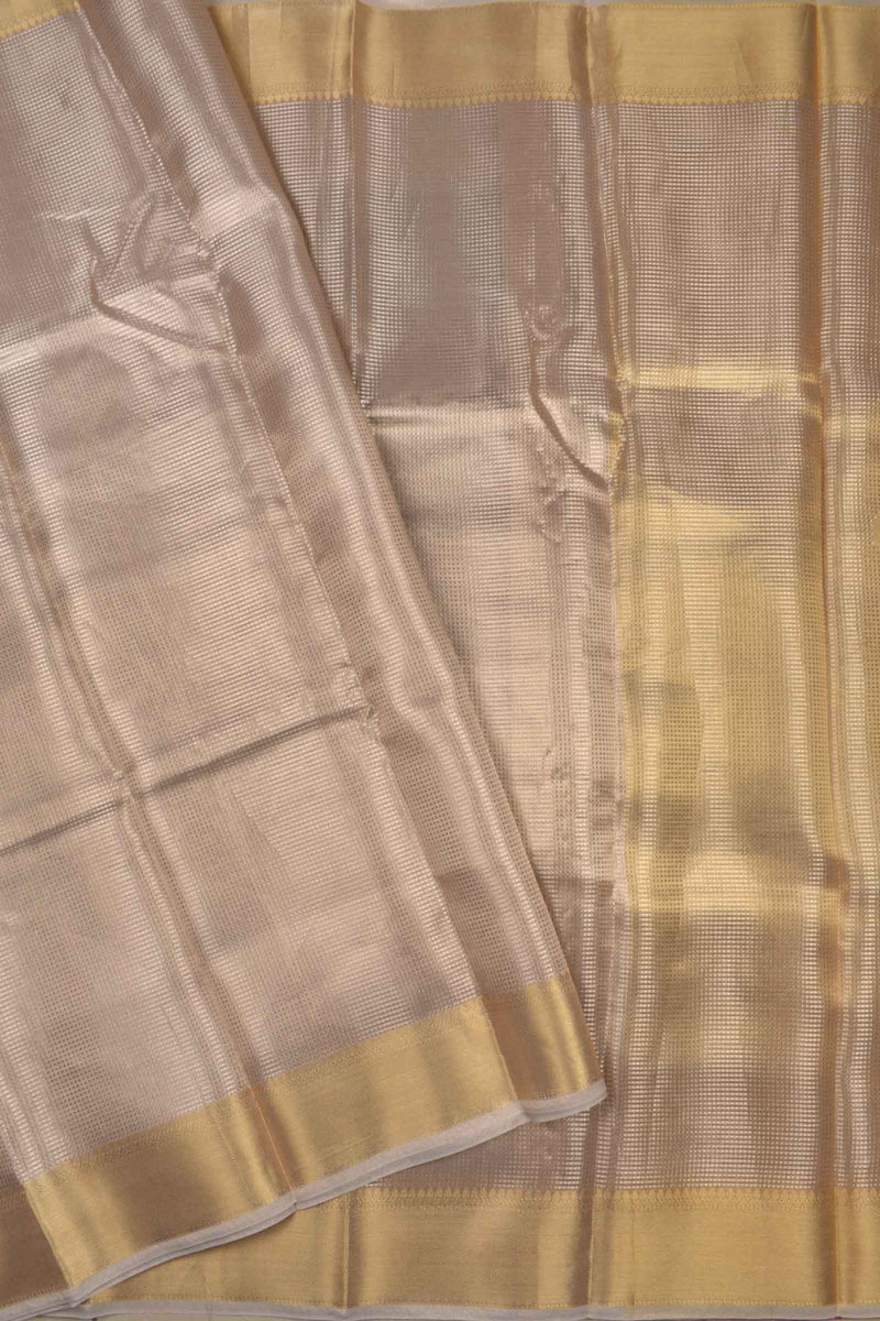 Golden Tissue Little Checks Fancy Zari Border Saree