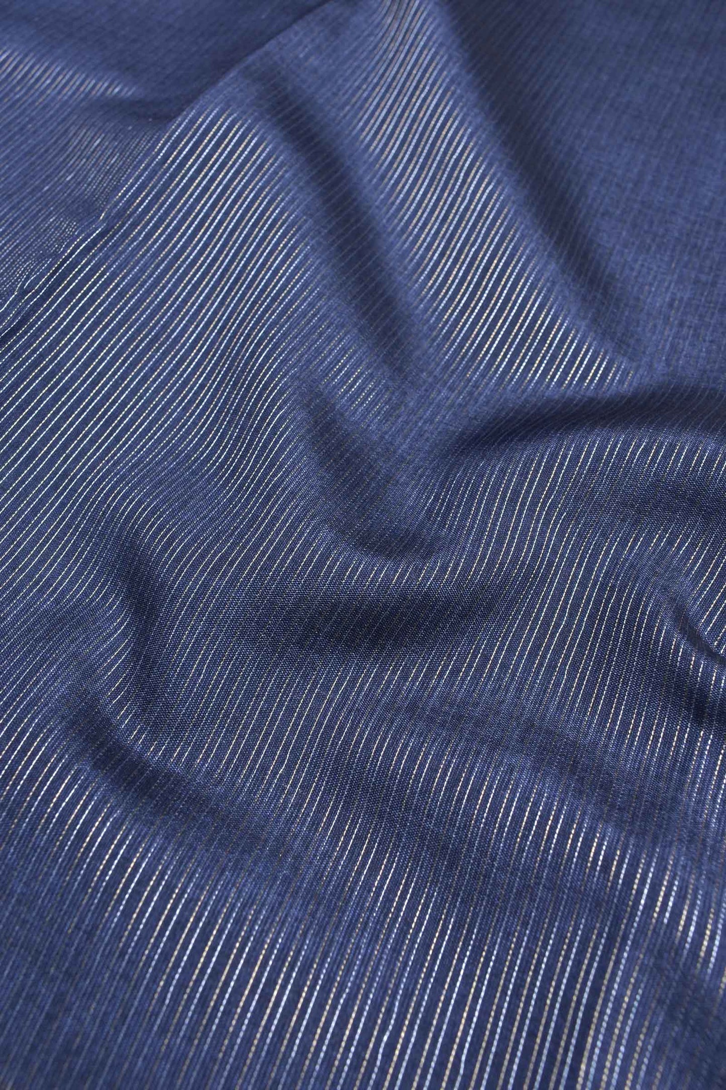 Navy Blue Semi Tussar Zari Lines Mango Border Rich Pallu Saree