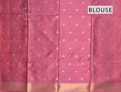 Wine Purple Semi Tussar Fancy Golden Waves Pink Pallu Saree