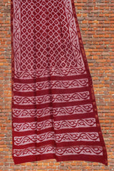 Deep Red Chanderi Cotton HandBlock Printed Saree