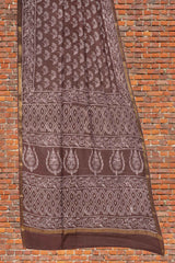 Brown Chanderi Cotton Shells HandBlock Printed Saree