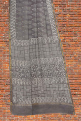 Grey Chanderi Cotton Tree HandBlock Printed Saree