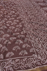 Brown Chanderi Cotton Shells HandBlock Printed Saree