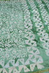 Light Green Chanderi Cotton Leaf Garden HandBlock Printed Saree