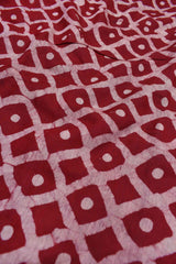 Deep Red Chanderi Cotton HandBlock Printed Saree