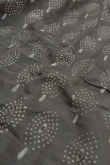 Grey Chanderi Cotton Tree HandBlock Printed Saree